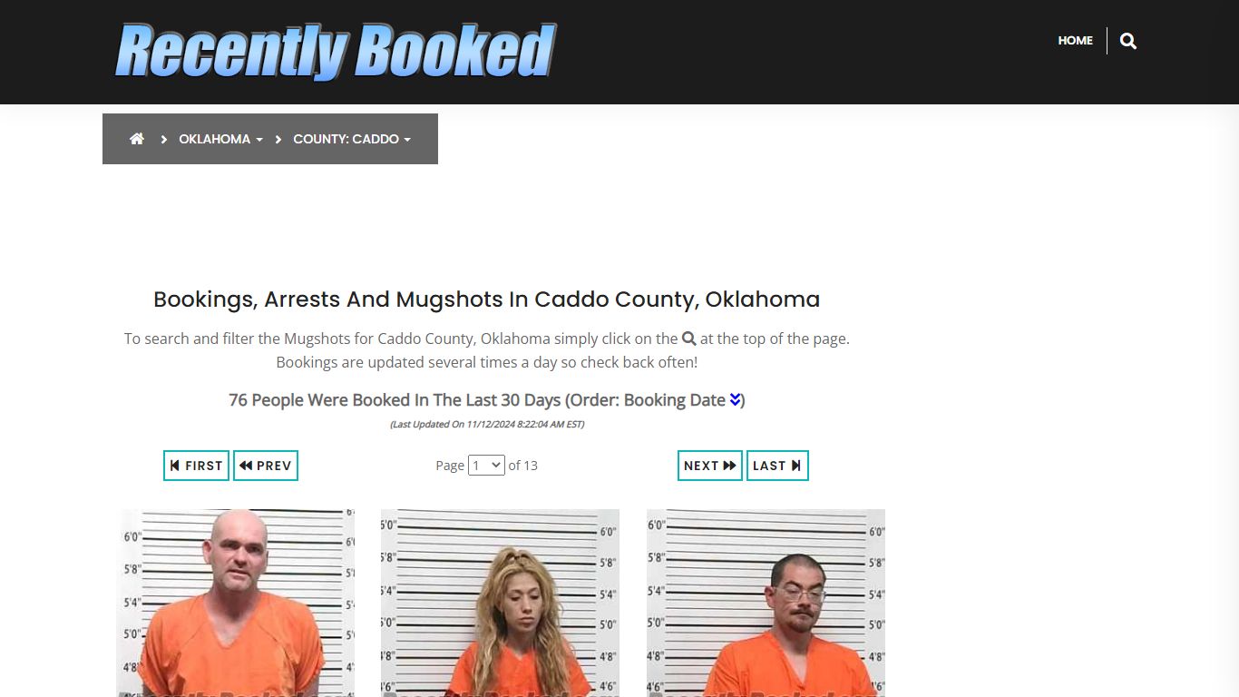 Bookings, Arrests and Mugshots in Caddo County, Oklahoma - Recently Booked