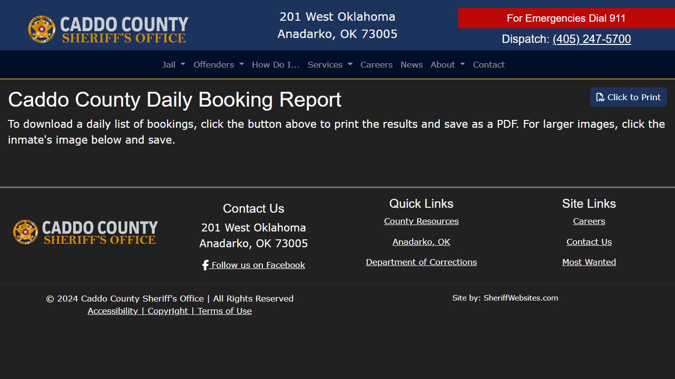 Daily Booking Report | Caddo County Sheriff's Office