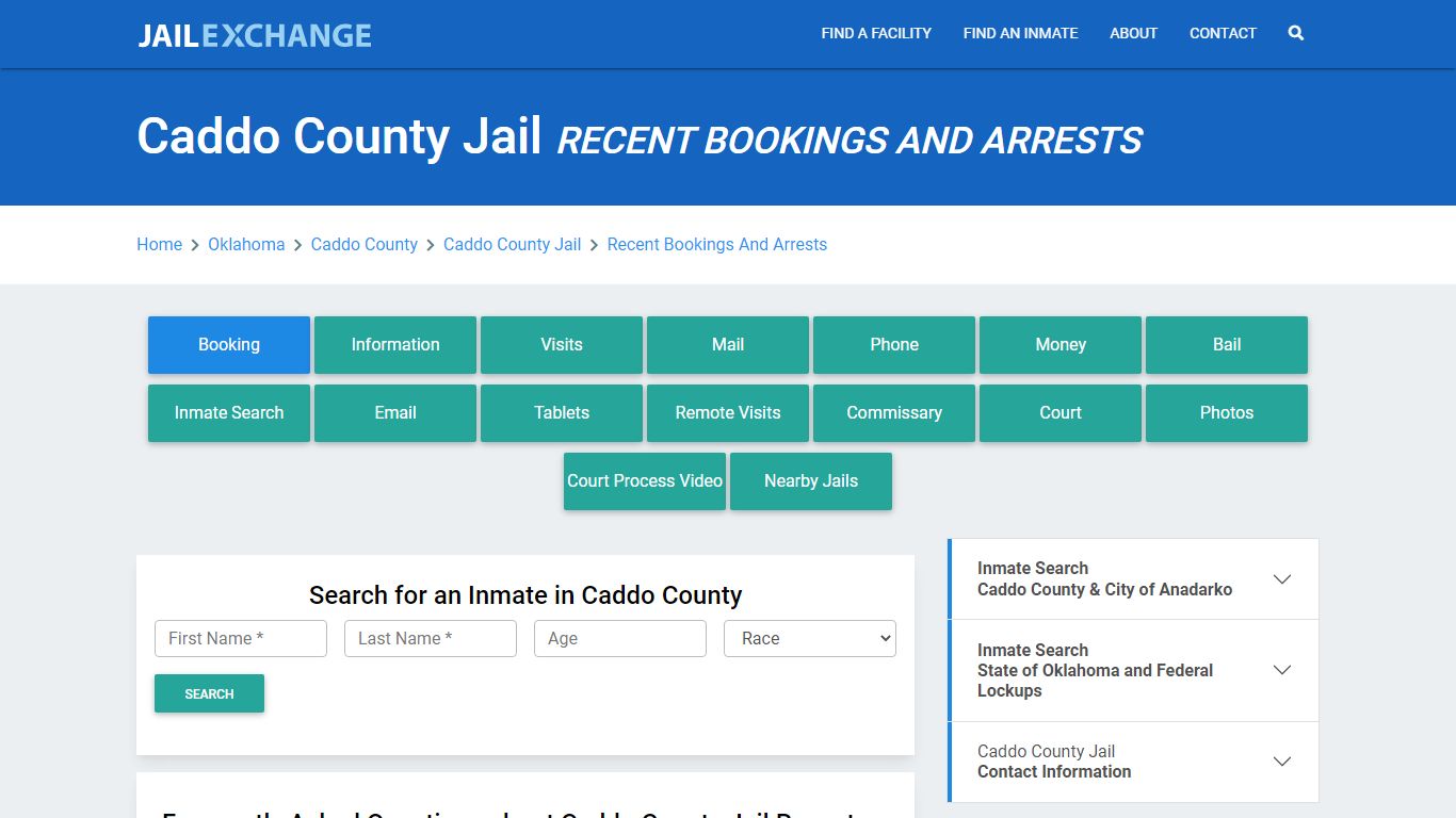 Caddo County Jail Recent Bookings And Arrests - Jail Exchange